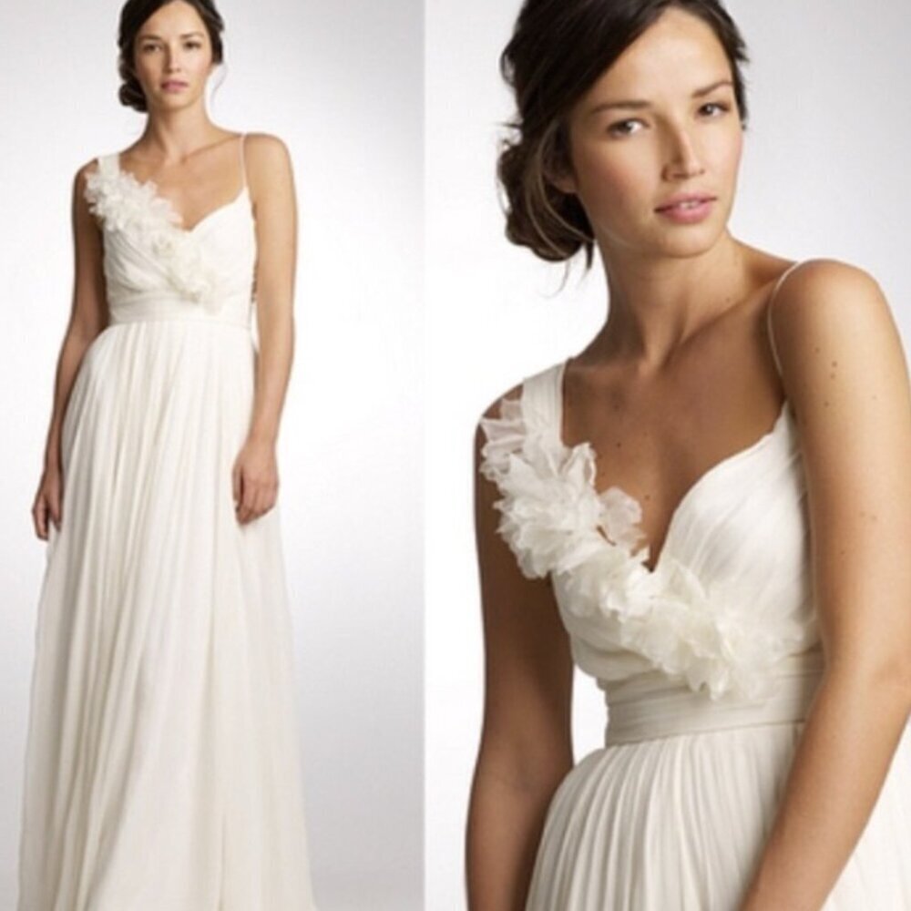 - J. Crew NWT Dune Ivory 100% Silk Wedding Dress 10 brand new